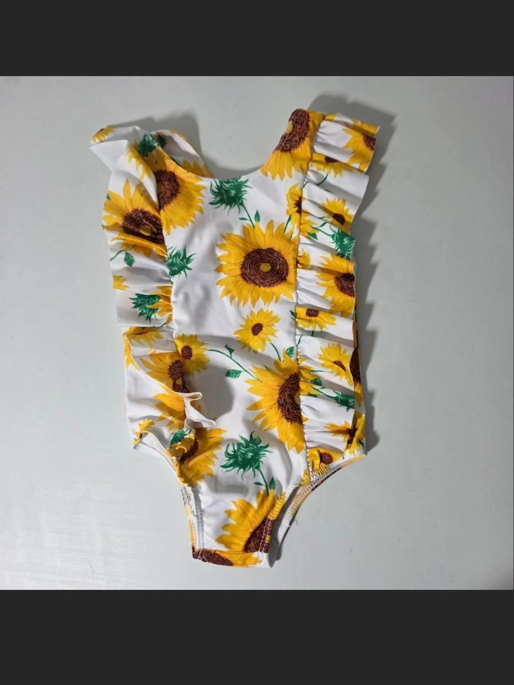Sunflower Ruffle One-Piece Swimsuit - Yellow & White